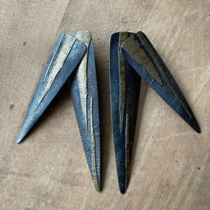 Amy Roper Lyons modernist artisan earrings sterling silver + 14k gold